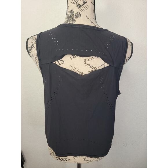 Lululemon Muscle Tank Top Womens SZ 6/8 Perforated Slash Open Back Black - Picture 6 of 7
